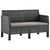 2-Seater Garden Sofa with Cushions Anthracite PP Rattan