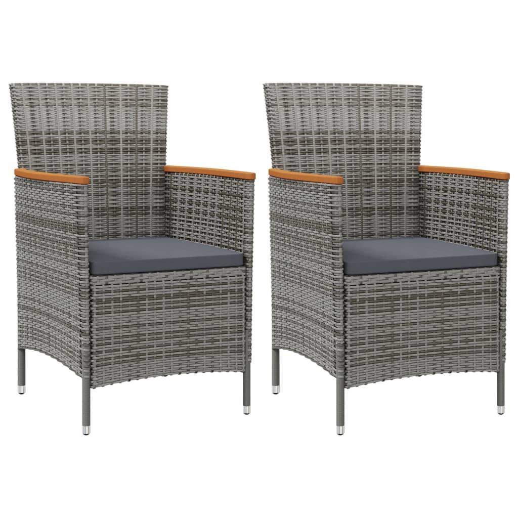 Garden Dining Chairs 2 pcs Poly Rattan Grey