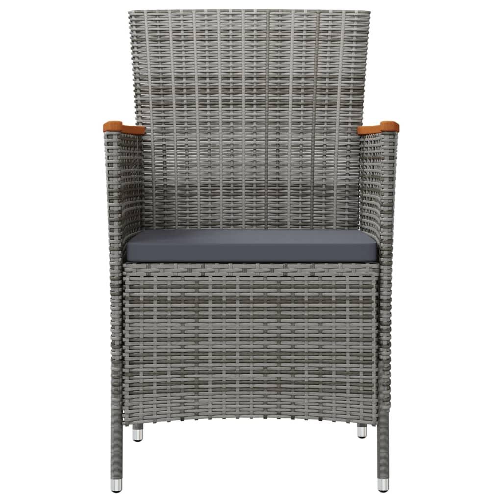 Garden Dining Chairs 2 pcs Poly Rattan Grey