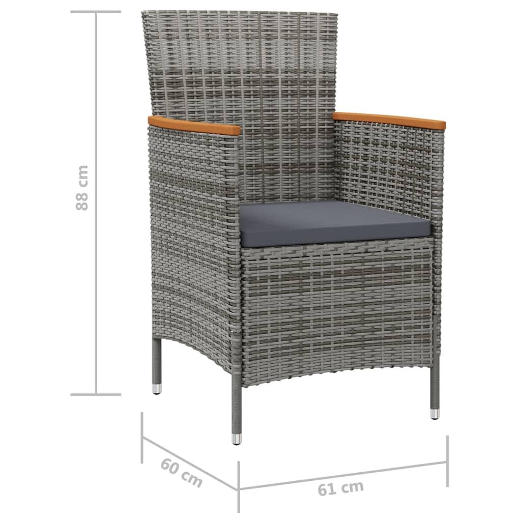 Garden Dining Chairs 2 pcs Poly Rattan Grey