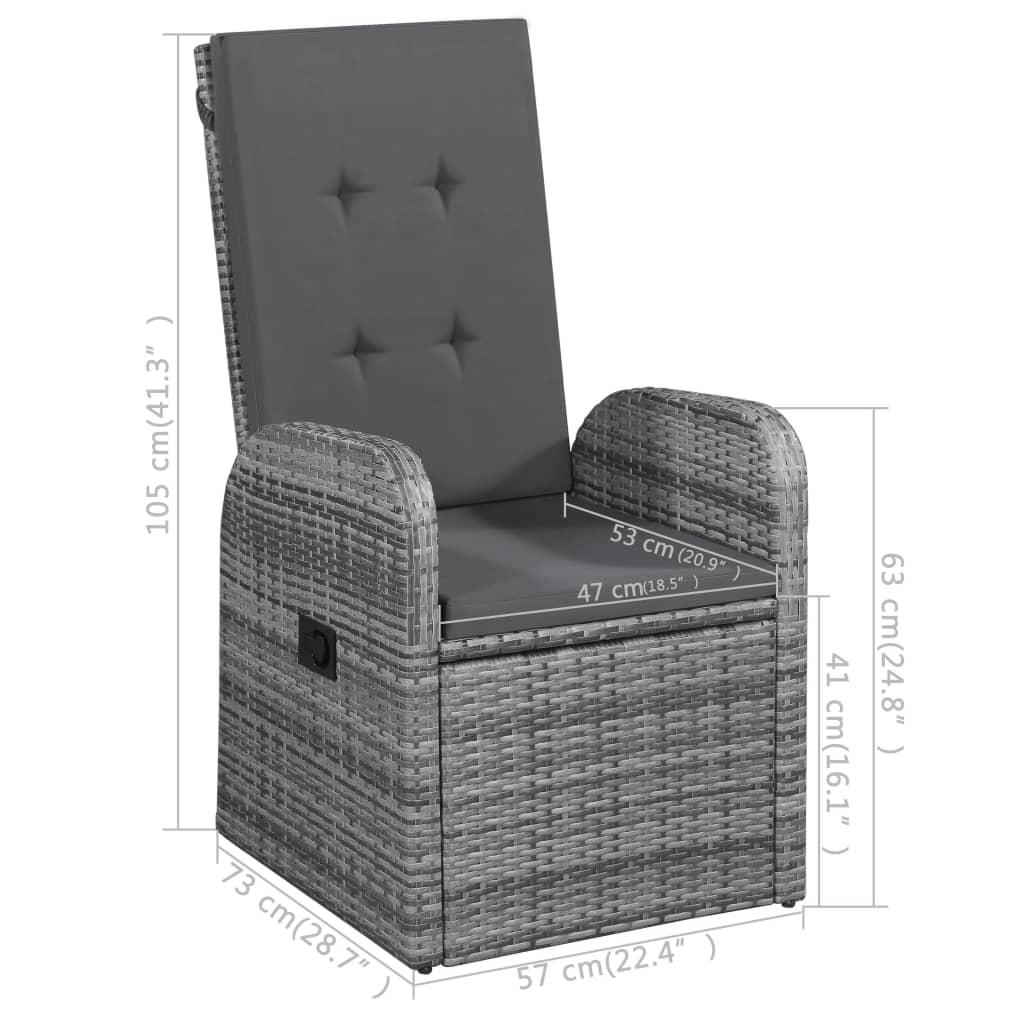 3 Piece Garden Dining Set Grey