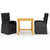 3 Piece Garden Dining Set Black