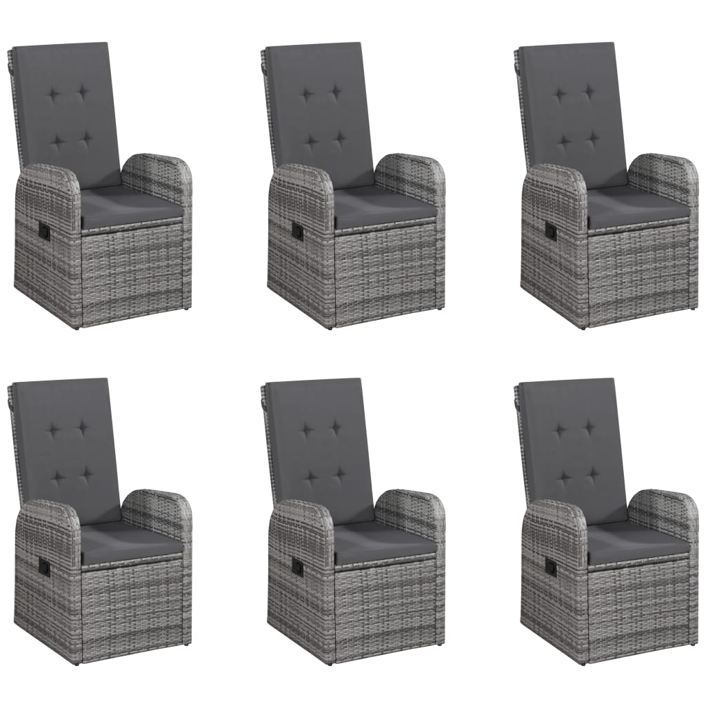 7 Piece Garden Dining Set Grey