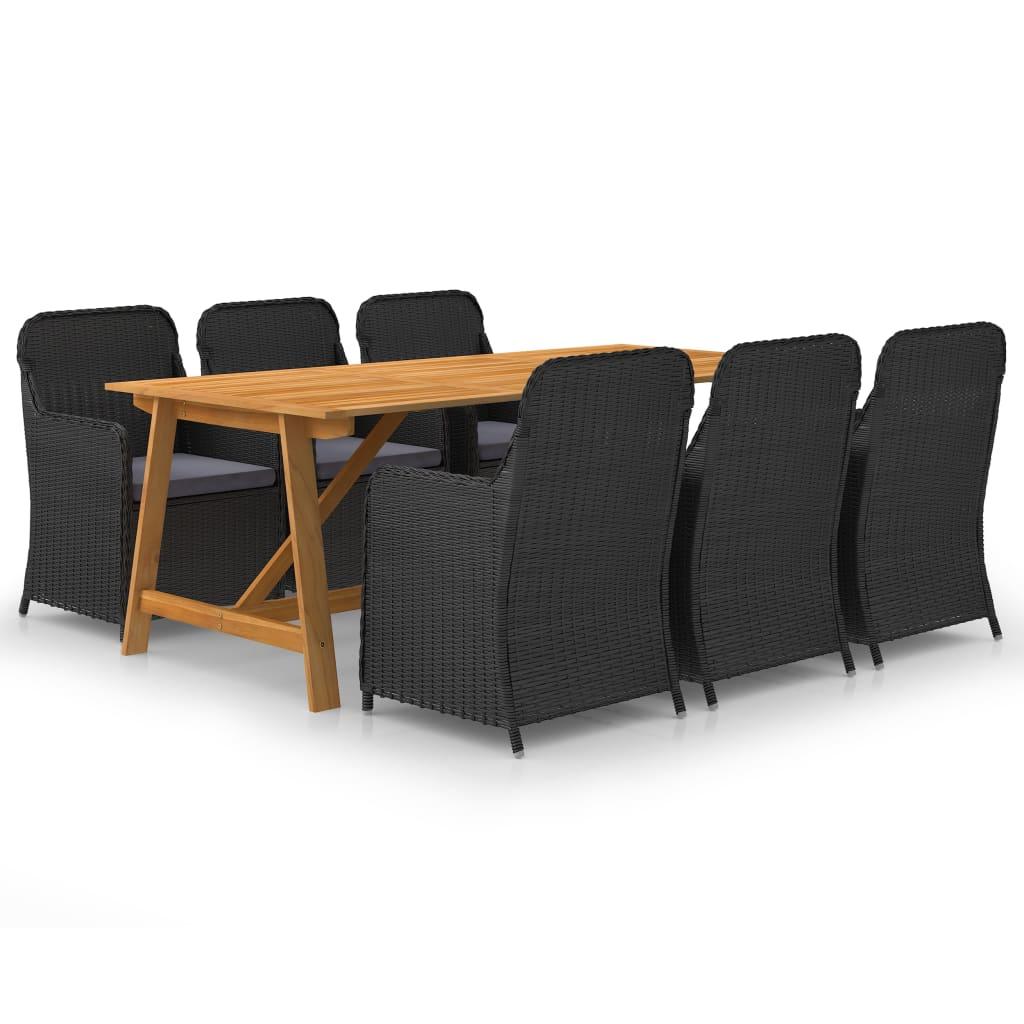 7 Piece Garden Dining Set Black