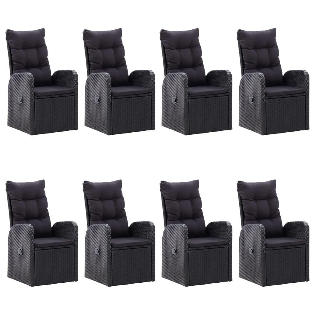 9 Piece Garden Dining Set Black