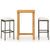 3 Piece Garden Bar Set with Cushions Brown