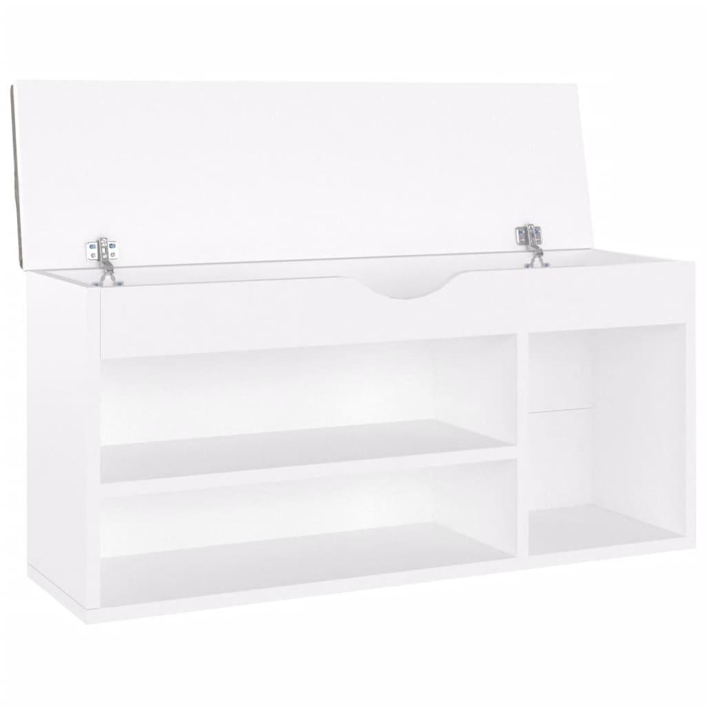 Shoe Bench with Cushion White 104x30x49 cm Engineered Wood