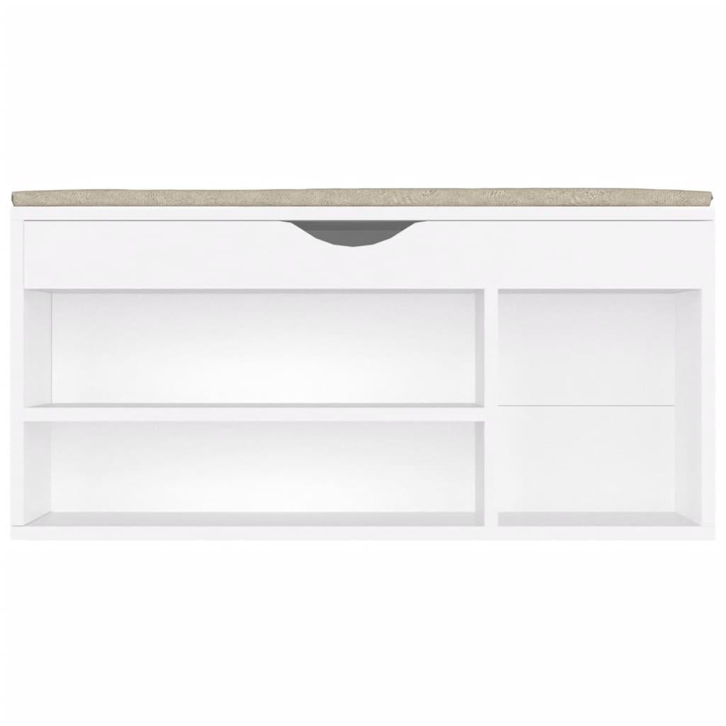 Shoe Bench with Cushion White 104x30x49 cm Engineered Wood