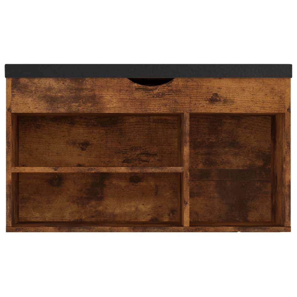 Shoe Bench with Cushion Smoked Oak 80x30x47 cm Engineered Wood