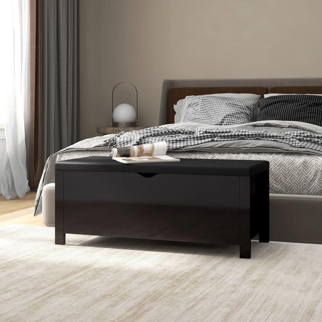 Storage Box with Cushion High Gloss Black 105x40x45 cm Engineered Wood
