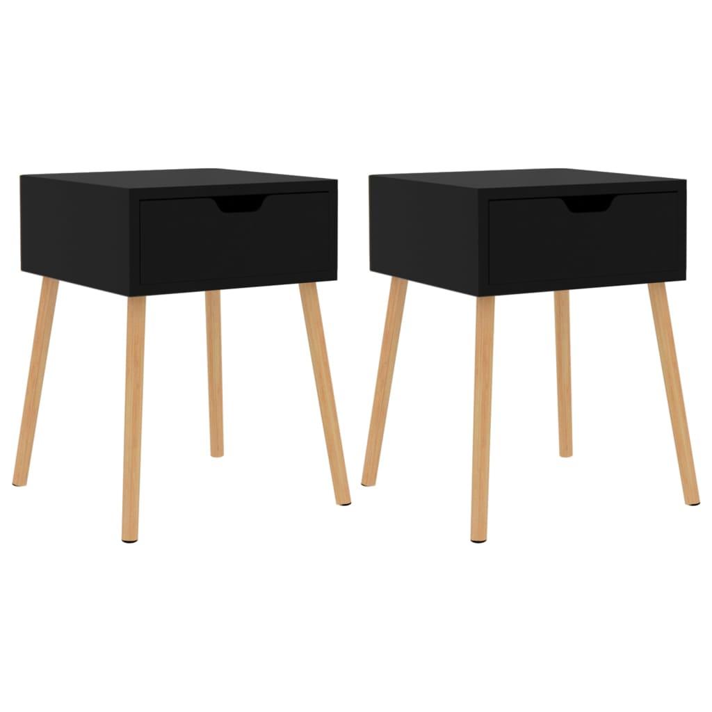 Bedside Cabinets 2 pcs Black 40x40x56 cm Engineered Wood