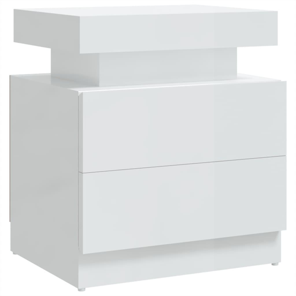 Bedside Cabinet High Gloss White 45x35x52 cm Chipboard