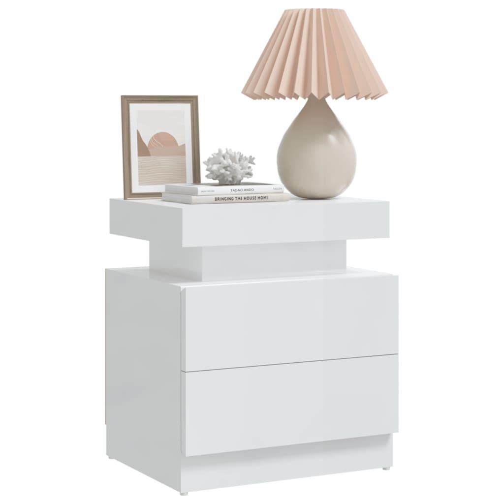 Bedside Cabinet High Gloss White 45x35x52 cm Chipboard