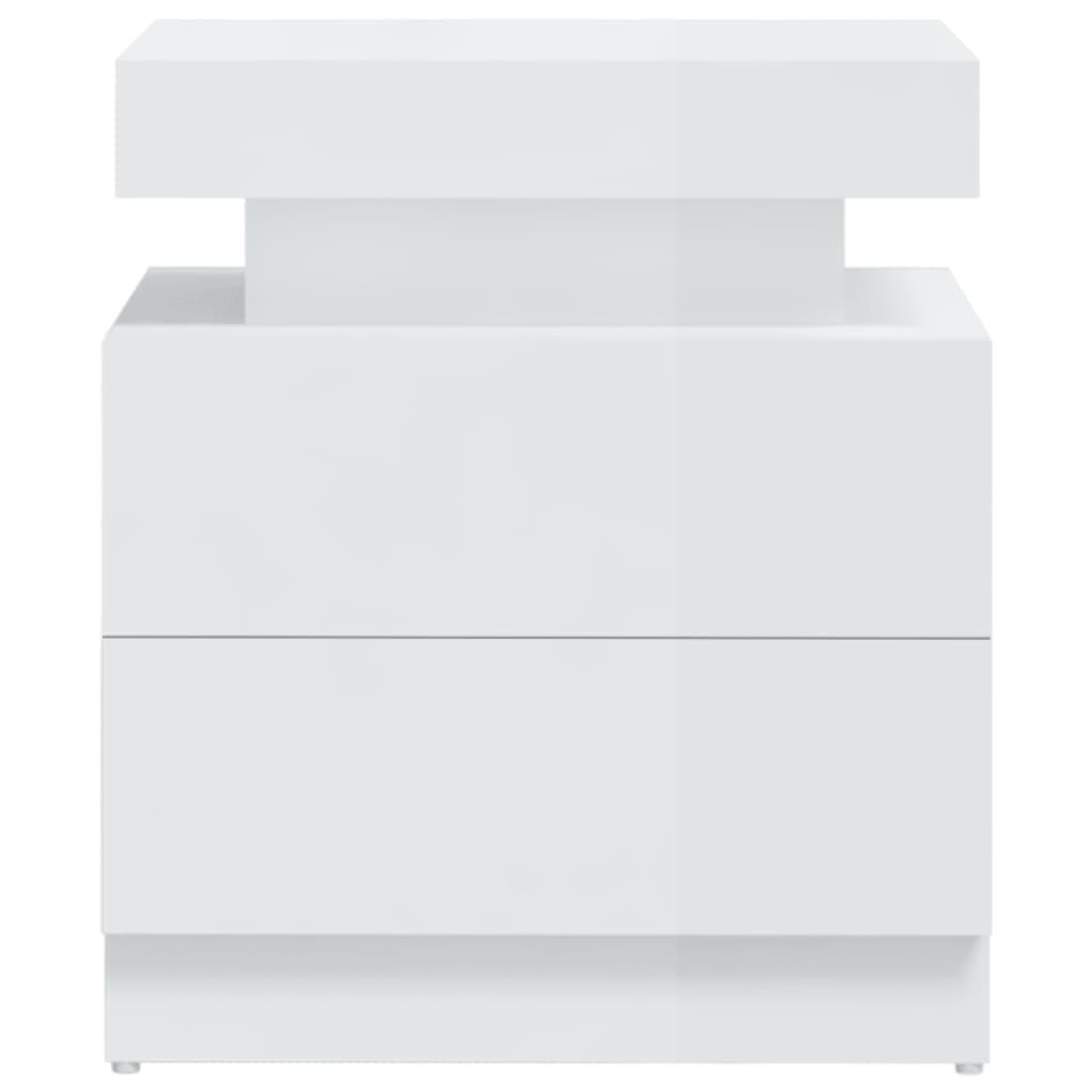 Bedside Cabinet High Gloss White 45x35x52 cm Chipboard