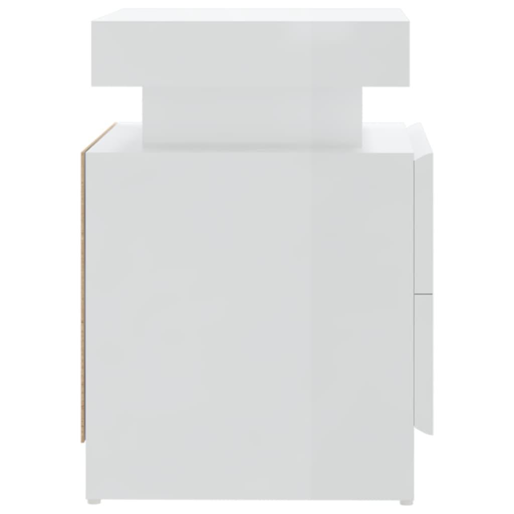 Bedside Cabinet High Gloss White 45x35x52 cm Chipboard