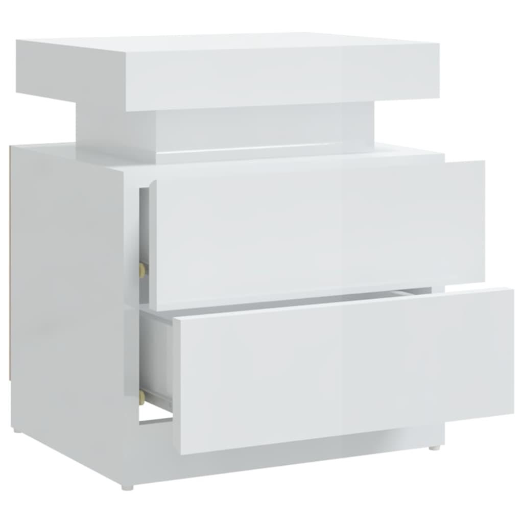 Bedside Cabinet High Gloss White 45x35x52 cm Chipboard