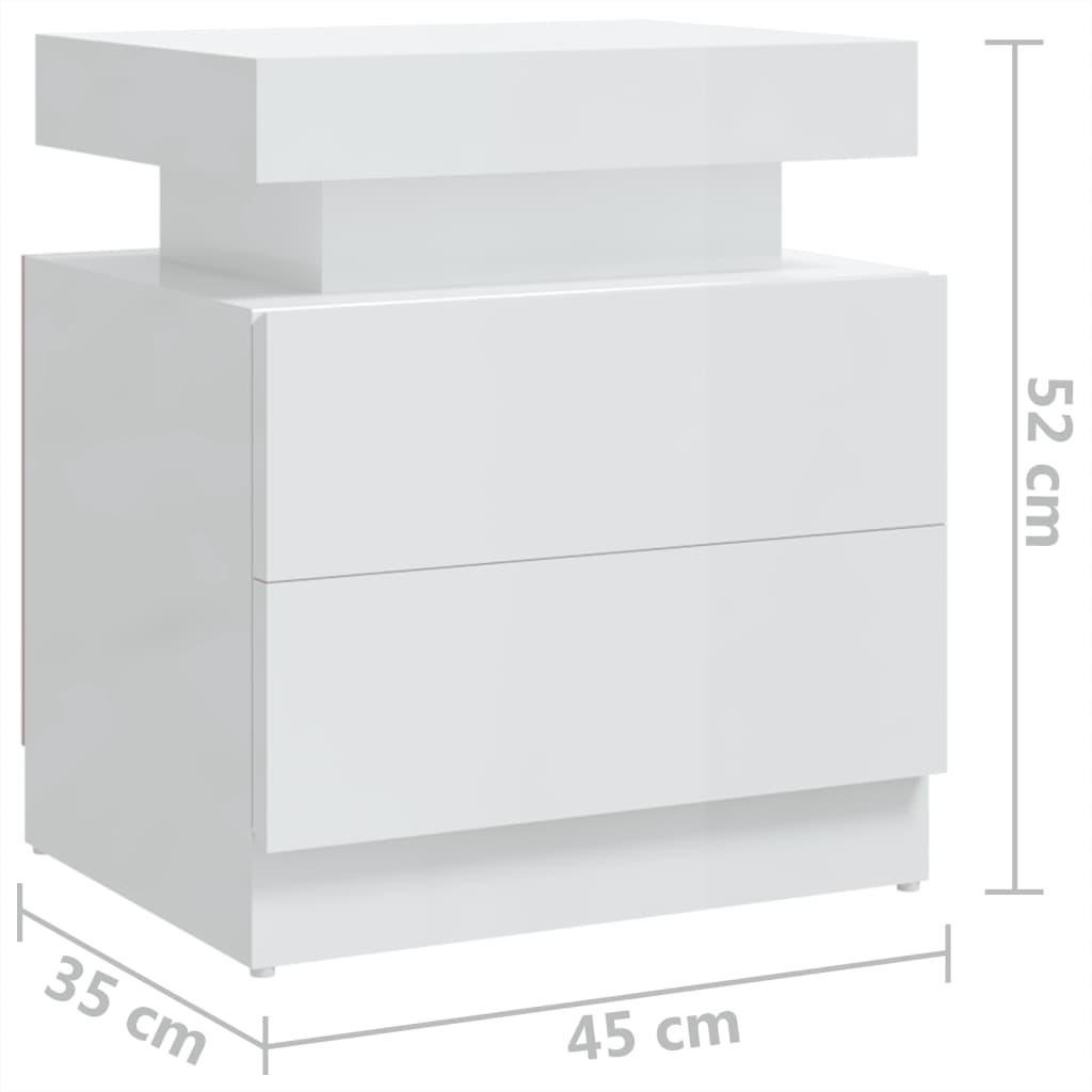 Bedside Cabinet High Gloss White 45x35x52 cm Chipboard