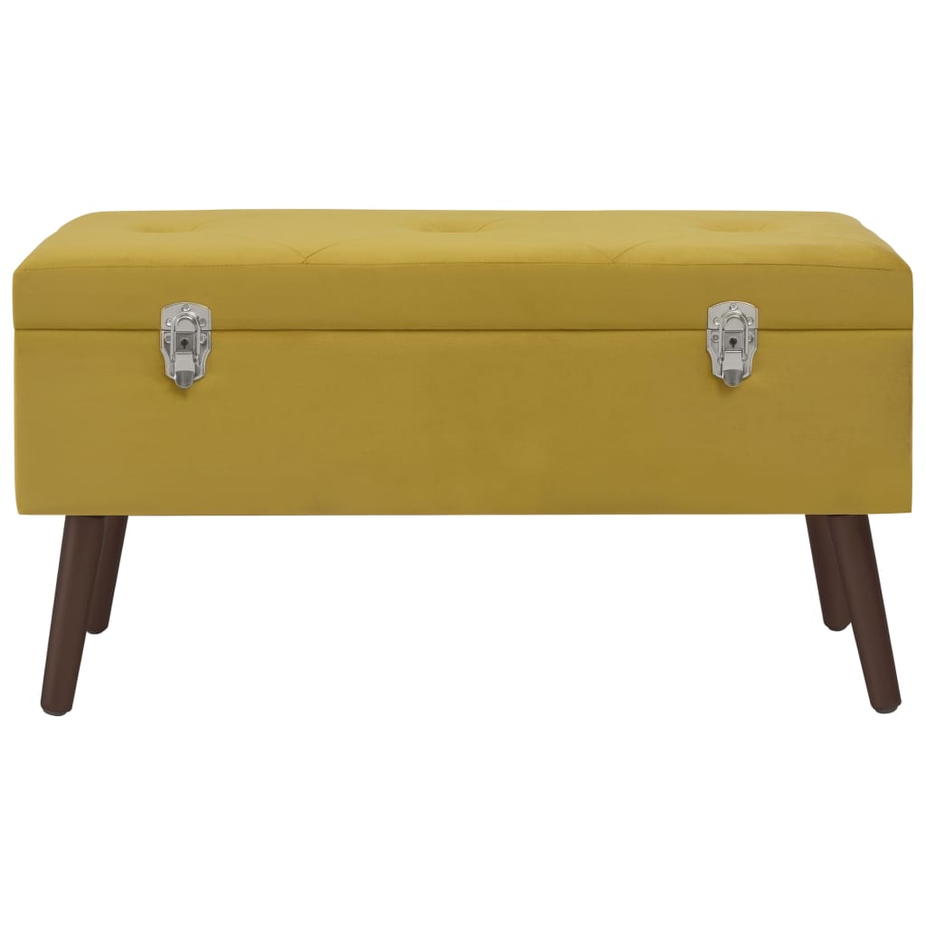 Bench with Storage Compartment Mustard Yellow 80 cm Velvet