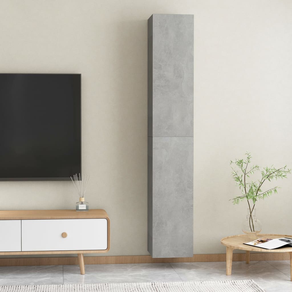 TV Cabinets 2 pcs Concrete Grey 30.5x30x90 cm Engineered Wood