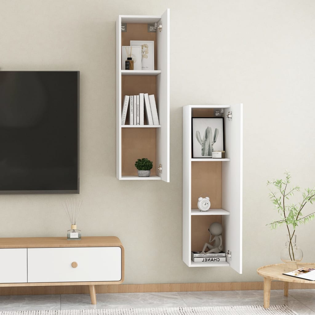 TV Cabinets 2 pcs White 30.5x30x110 cm Engineered Wood