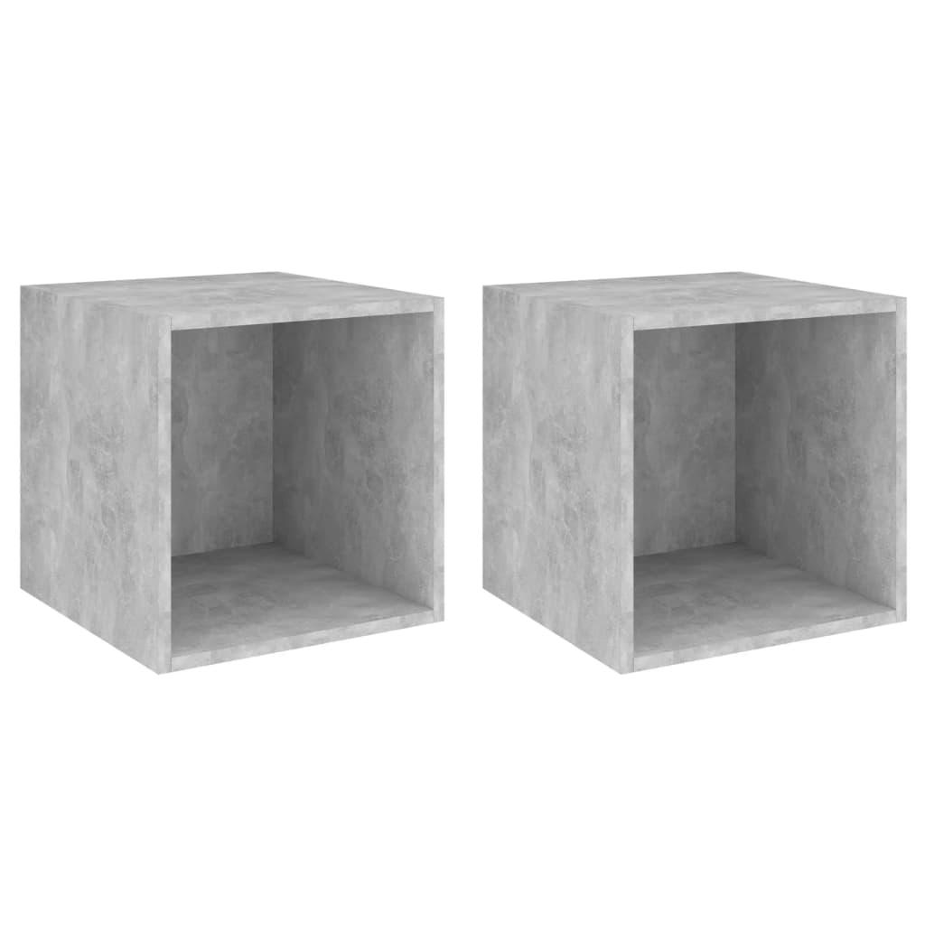 Wall Cabinets 2 pcs Concrete Grey 37x37x37 cm Engineered Wood