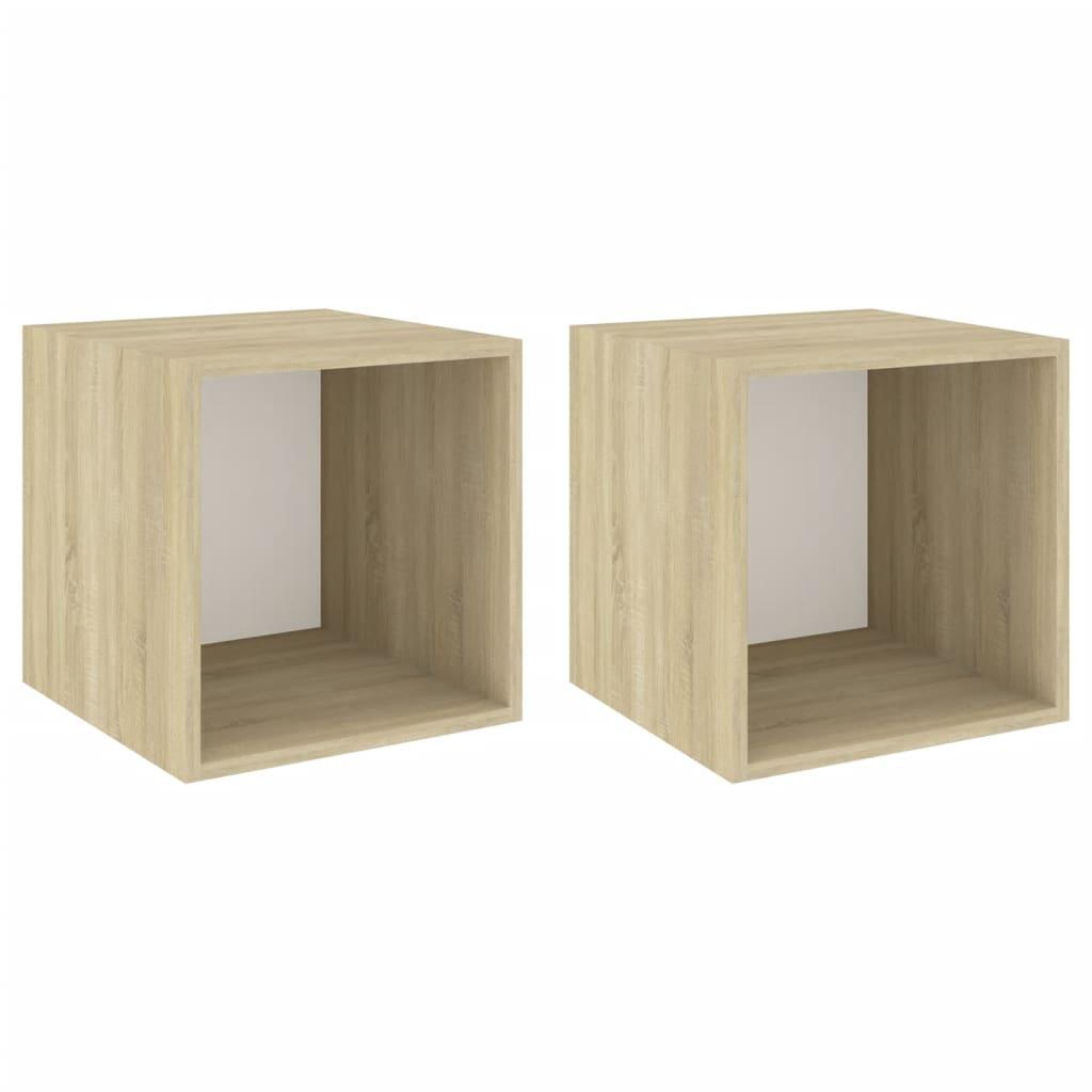 Wall Cabinets 2 pcs White and Sonoma Oak 37x37x37 cm Engineered Wood