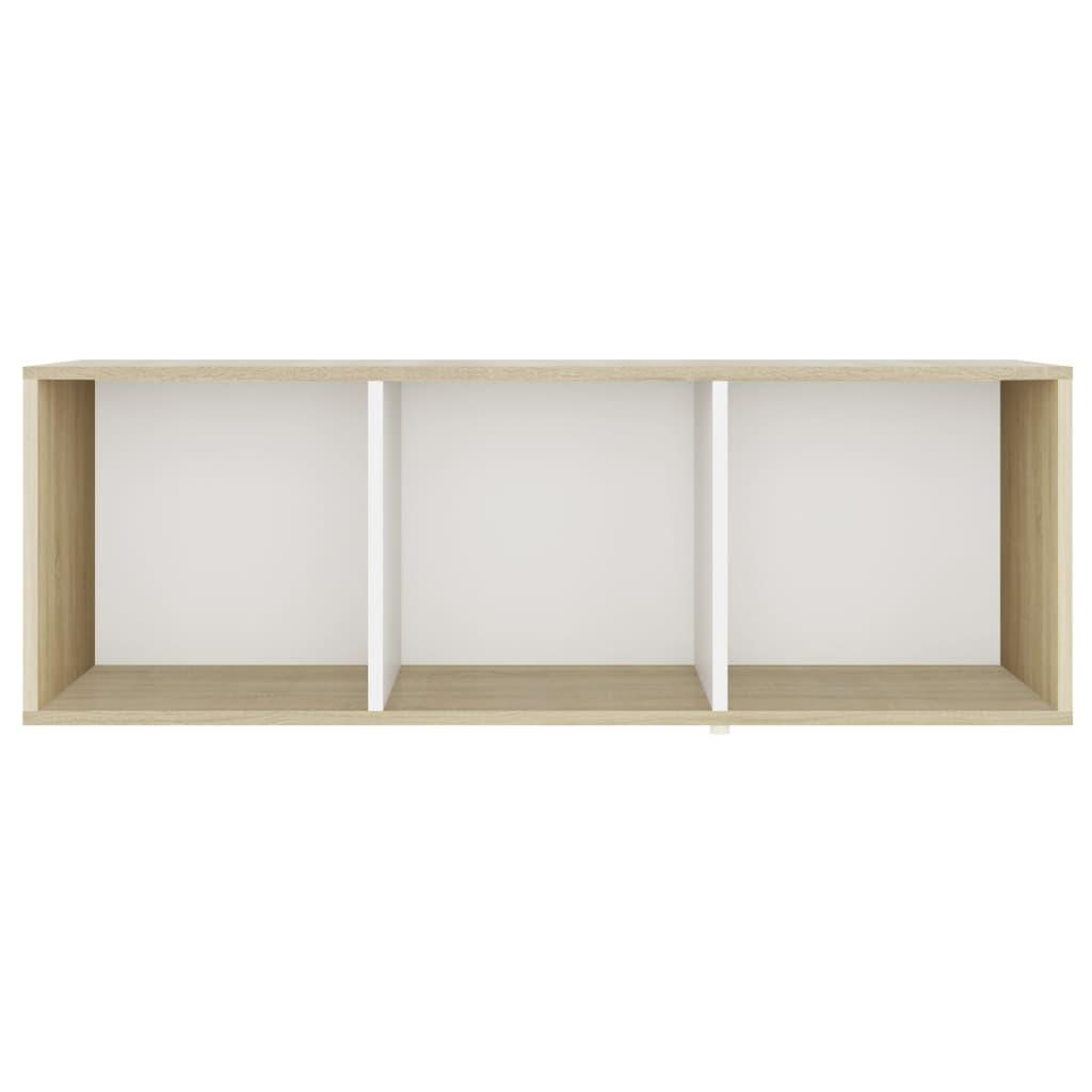 TV Cabinet White and Sonoma Oak 107x35x37 cm Engineered Wood