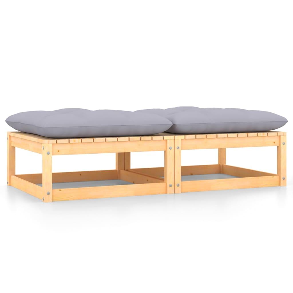 Garden Footstools with Cushions 2 pcs Solid Pinewood