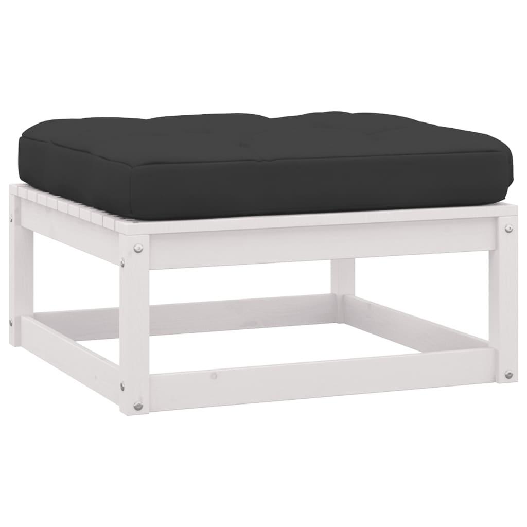 Garden Footstools with Cushions 2 pcs White Solid Pinewood