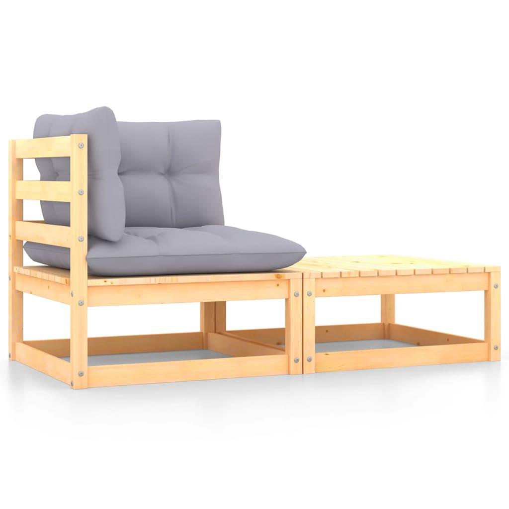 2 Piece Garden Lounge Set with Cushions Solid Pinewood