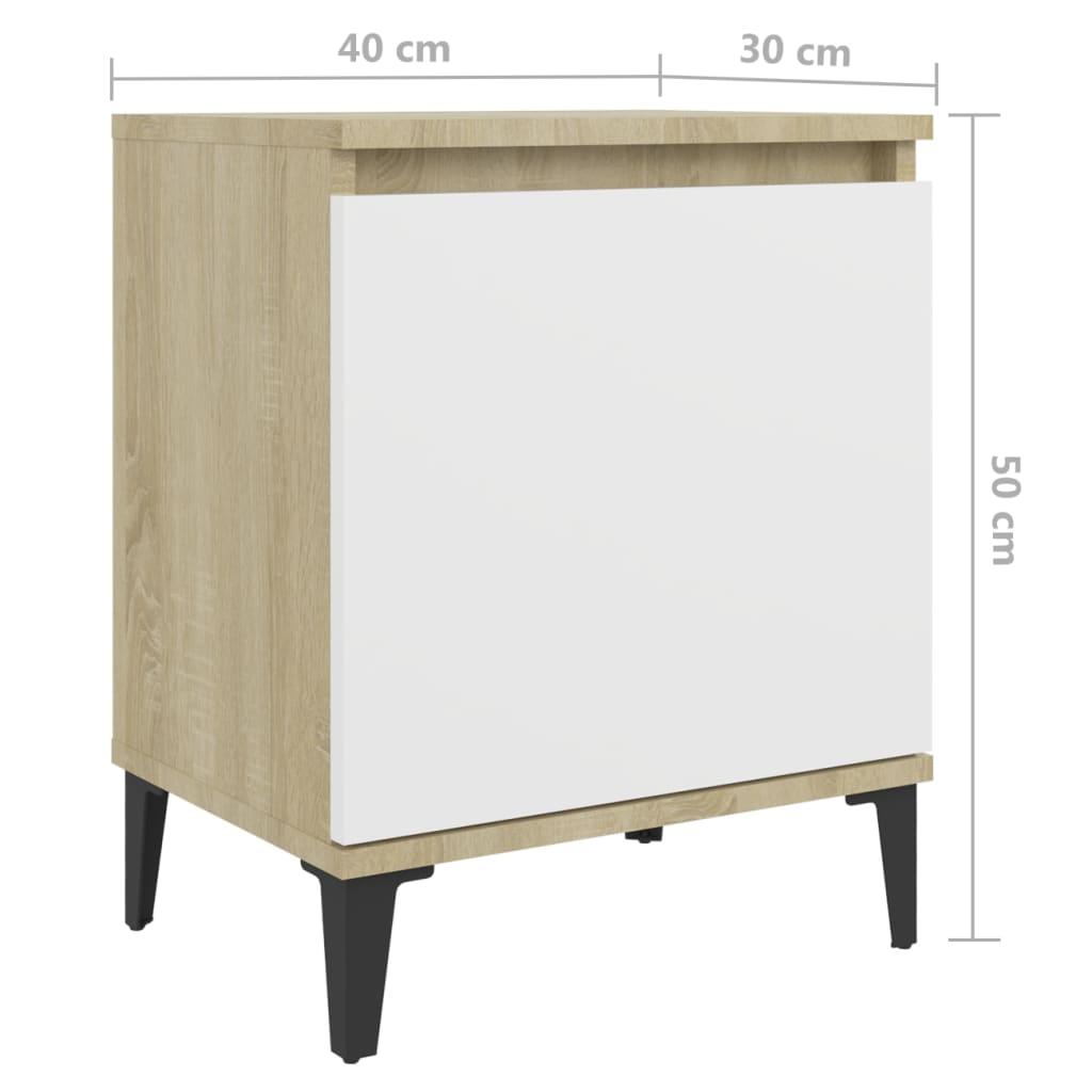 Bed Cabinet Metal Legs Sonoma Oak and White