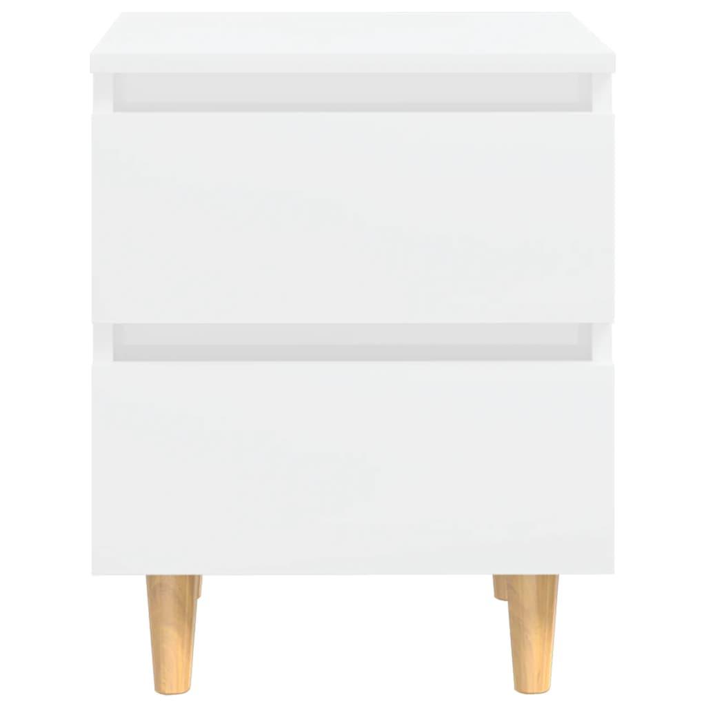 Bed Cabinets & Pinewood Legs 2 pcs High Gloss White 40x35x50cm