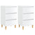 Bed Cabinets & Wood Legs 2 pcs High Gloss White 40x35x69cm