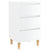 Bed Cabinets & Wood Legs 2 pcs High Gloss White 40x35x69cm