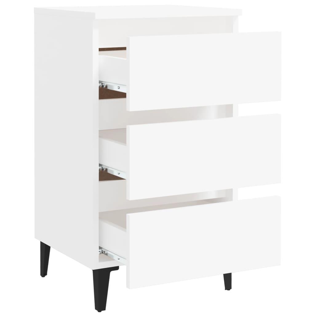 Bed Cabinet with Metal Legs White 40x35x69 cm