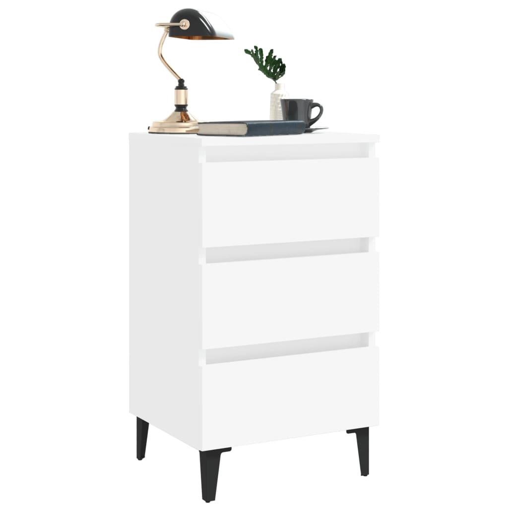 Bed Cabinet with Metal Legs 2 pcs White 40x35x69 cm