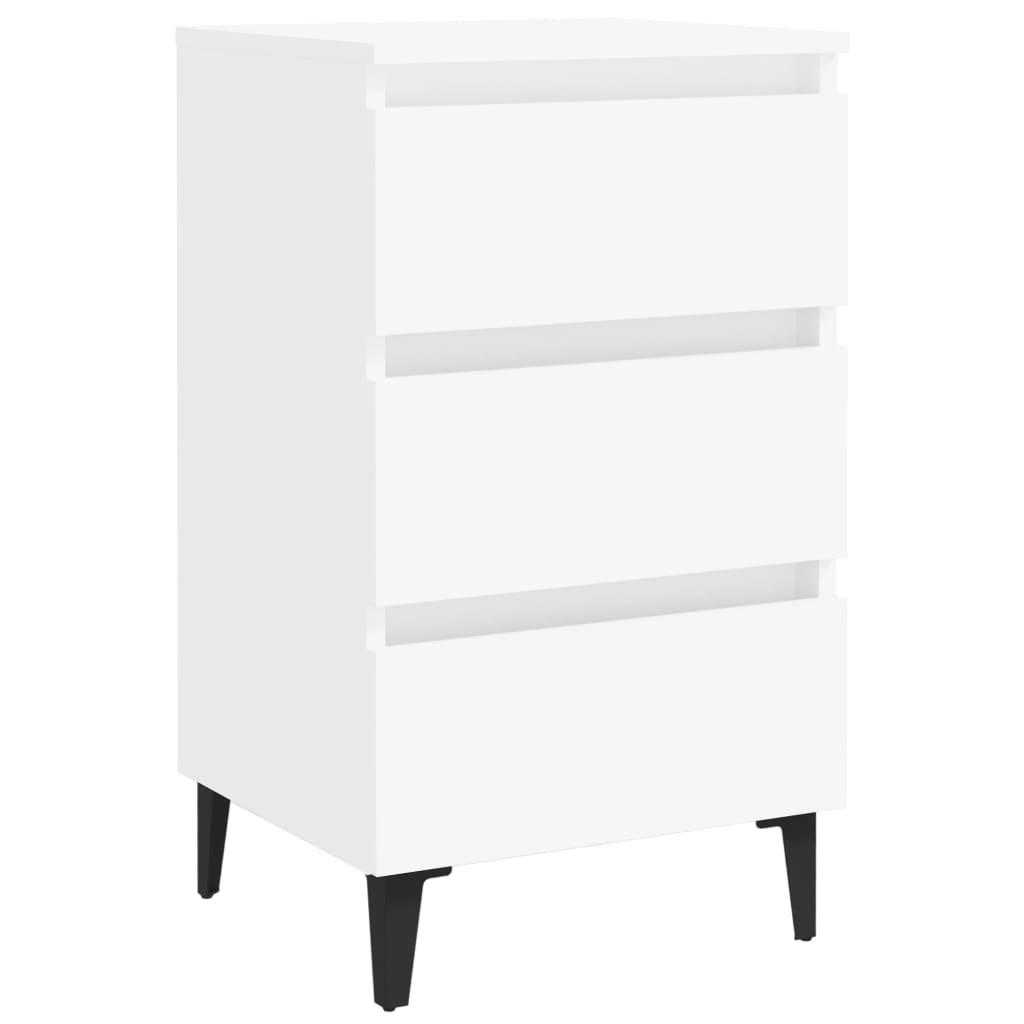 Bed Cabinet with Metal Legs 2 pcs White 40x35x69 cm