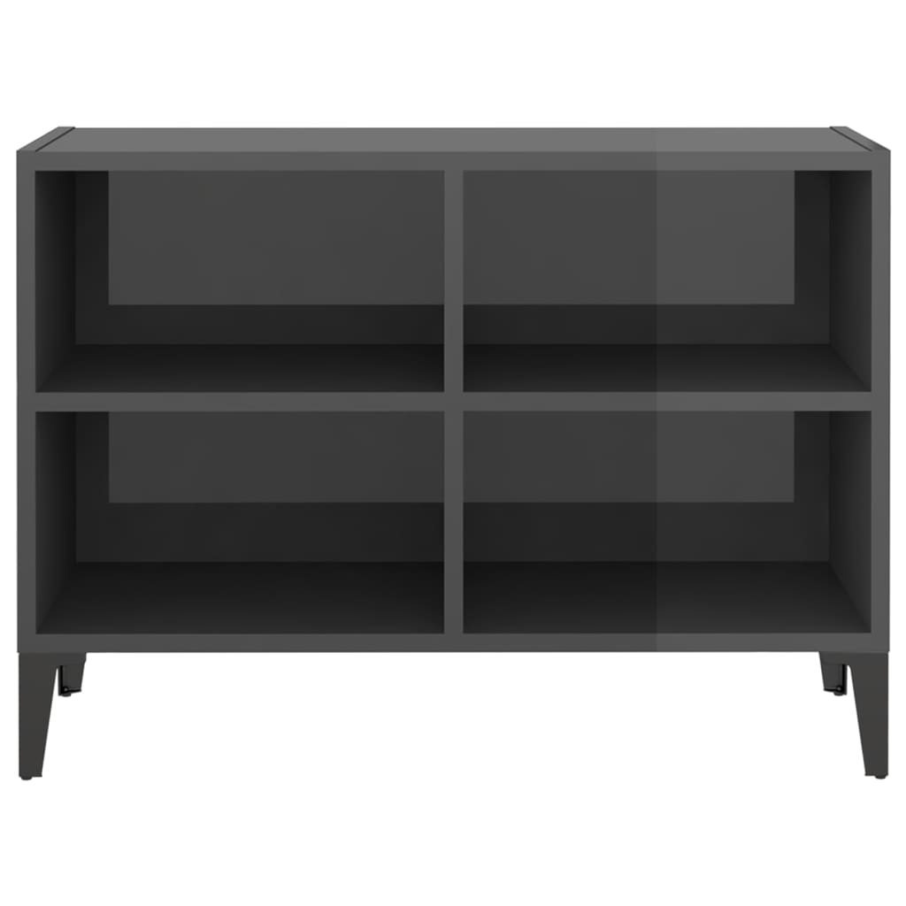 TV Cabinet with Metal Legs High Gloss Grey 69.5x30x50 cm