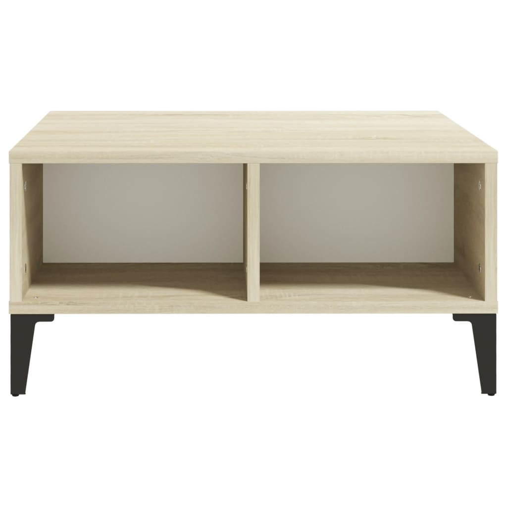 Coffee Table White and Sonoma Oak 60x60x30 cm Engineered Wood