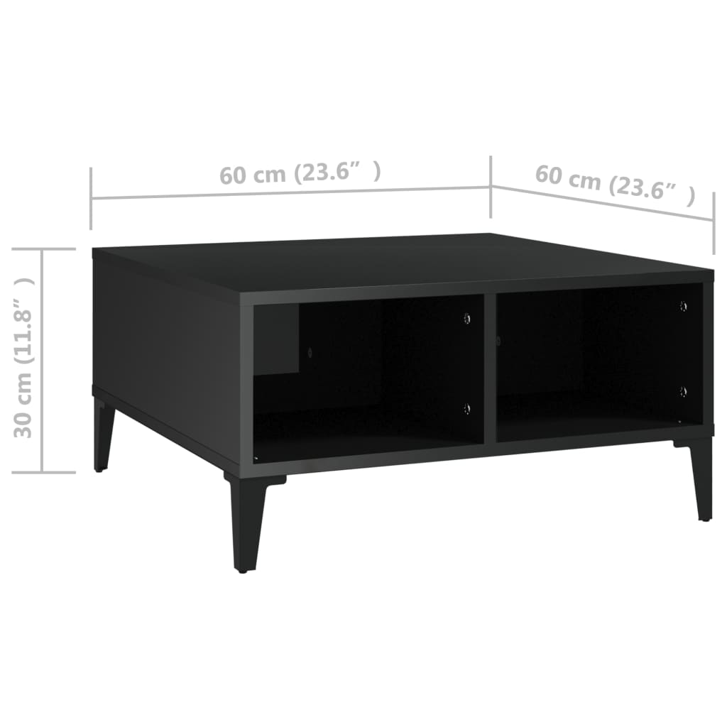 Coffee Table High Gloss Black 60x60x30 cm Engineered Wood
