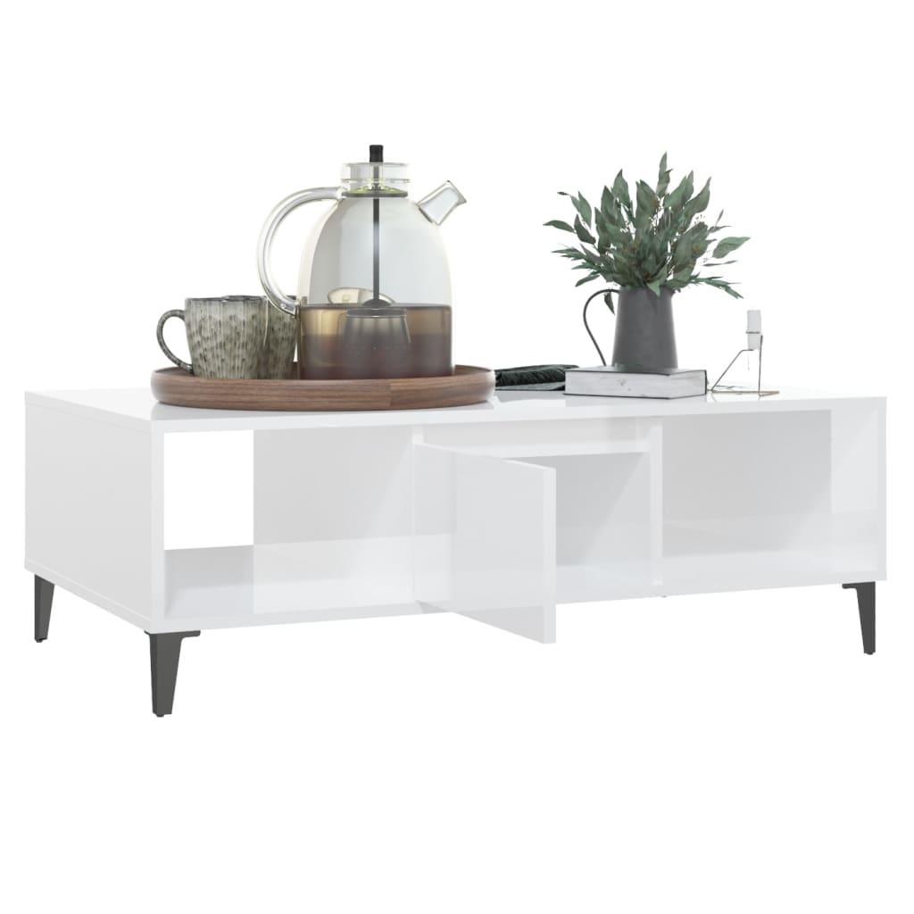 Coffee Table High Gloss White 103.5x60x35 cm Engineered Wood