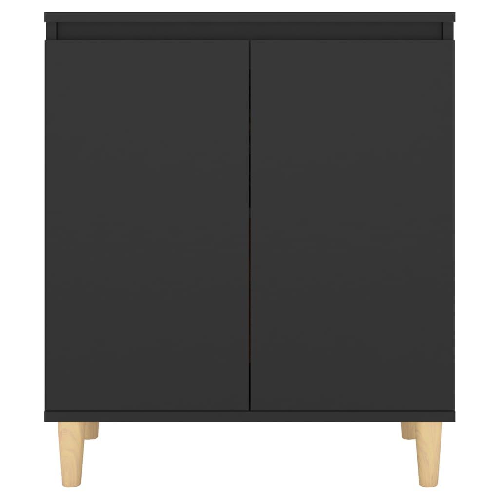 Sideboard with Solid Wood Legs Black 60x35x70 cm Engineered Wood