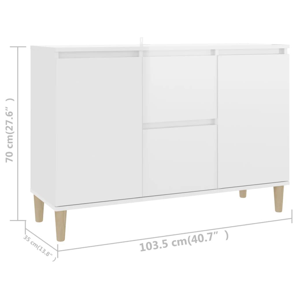 Sideboard High Gloss White 101x35x70 cm Engineered Wood