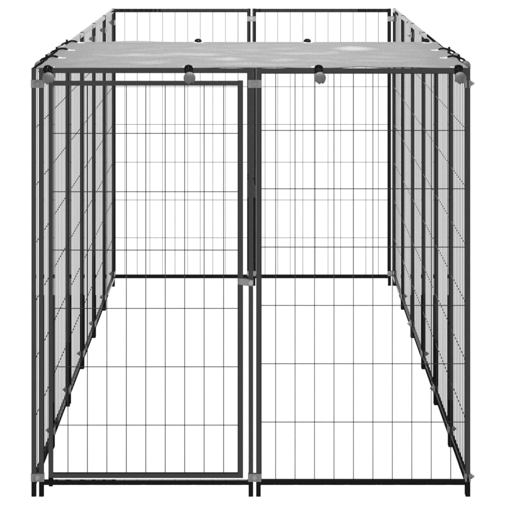 Dog Kennel Black 330x110x110 cm Steel