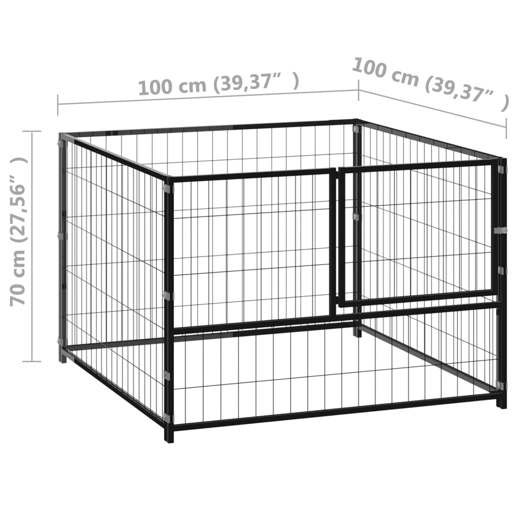 Dog Kennel Black 100x100x70 cm Steel