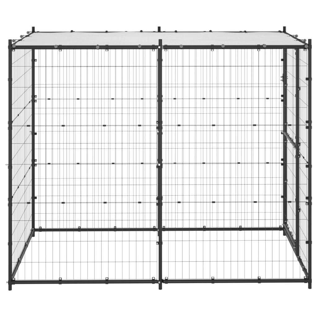 Outdoor Dog Kennel Steel with Roof 110x220x180 cm