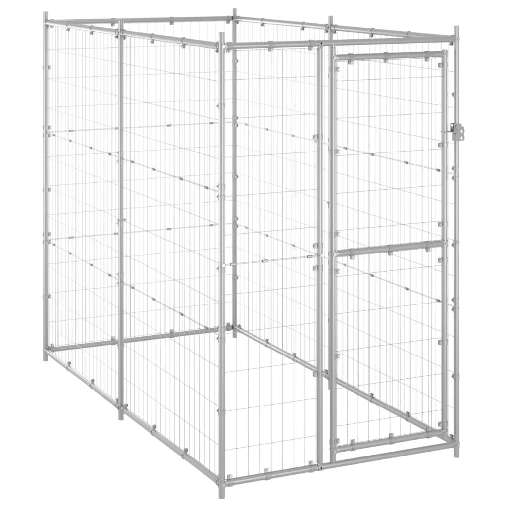 Outdoor Dog Kennel Galvanised Steel 110x220x180 cm