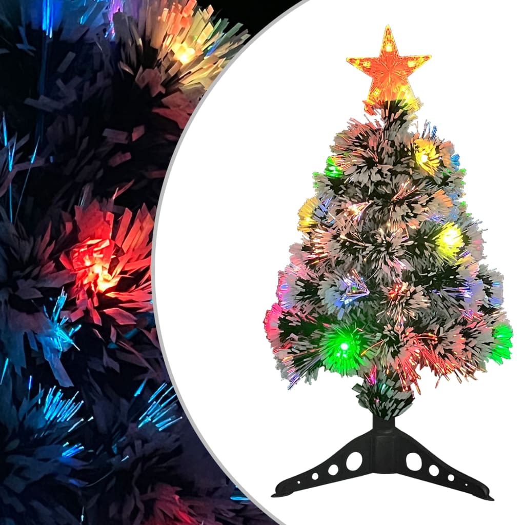 Artificial Pre-lit Christmas Tree White&Blue 64 cm Fibre Optic