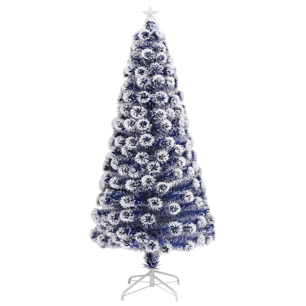 Artificial Pre-lit Christmas Tree White&Blue 150 cm Fibre Optic