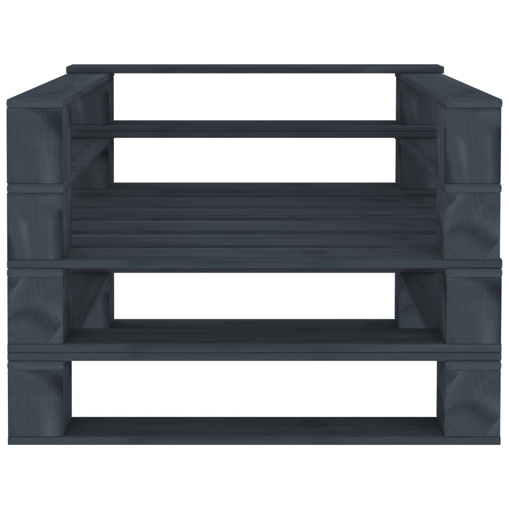 7 Piece Garden Pallet Lounge Set Wood Grey